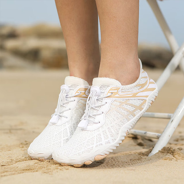 Indoor Fitness Silent Soft Sole Shoes Yoga Jump Rope Treadmill Sneakers White Gold